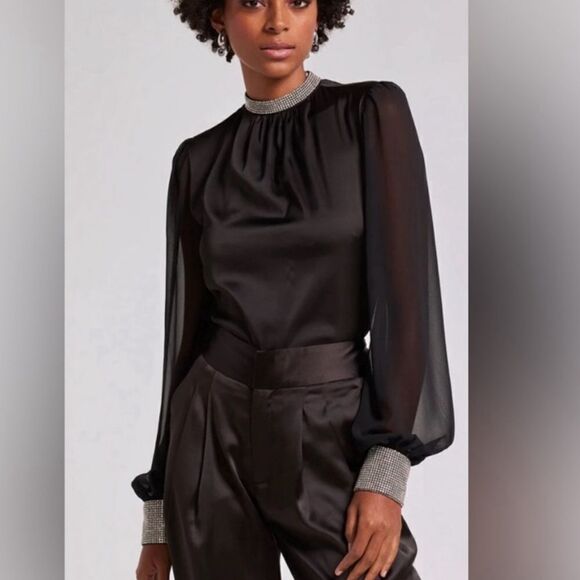 GENERATION LOVE ASHLEY CRYSTAL BLACK BLOUSE - Picture 7 of 7